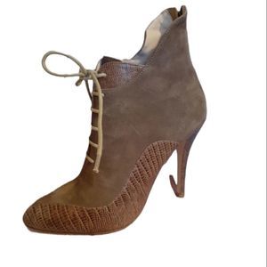 Brand New Ask Alice "Tia" Smoky Brown Suede/Leather Ankle Boots Sz 8.5 MSRP $375